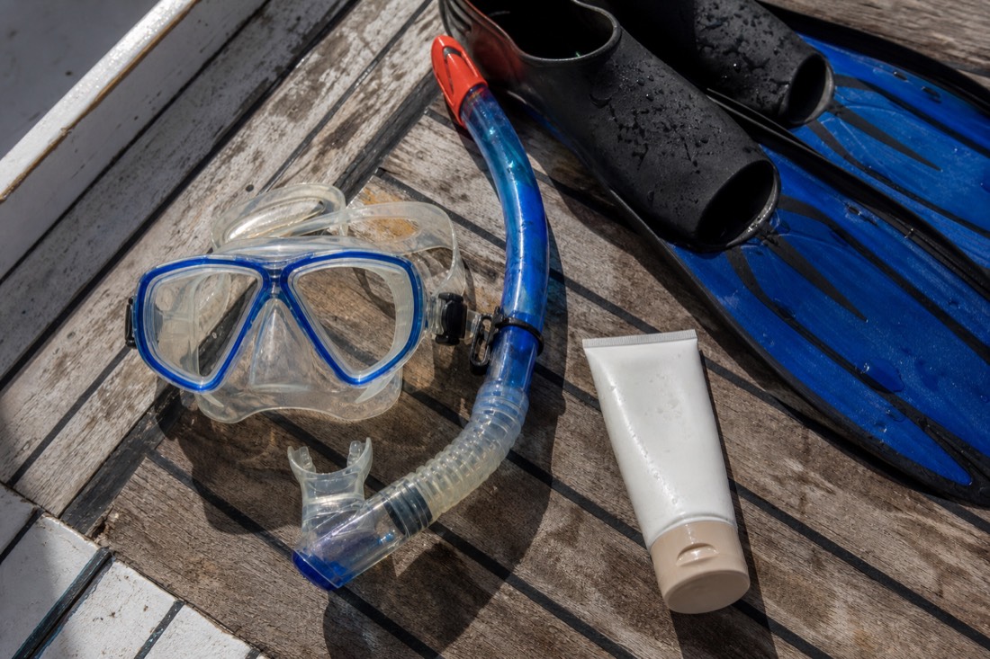Snorkeling gear ready for a day on the reef